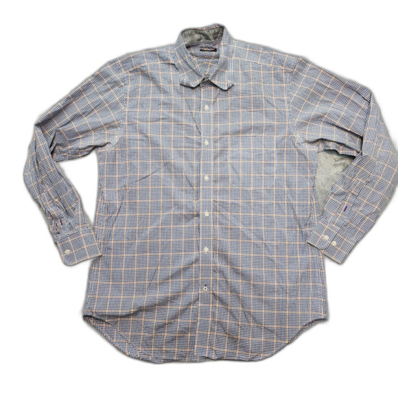 J. McLaughlin Men's Blue / Orange Multi Color Plaid Button Down Size M - Picture 1 of 14